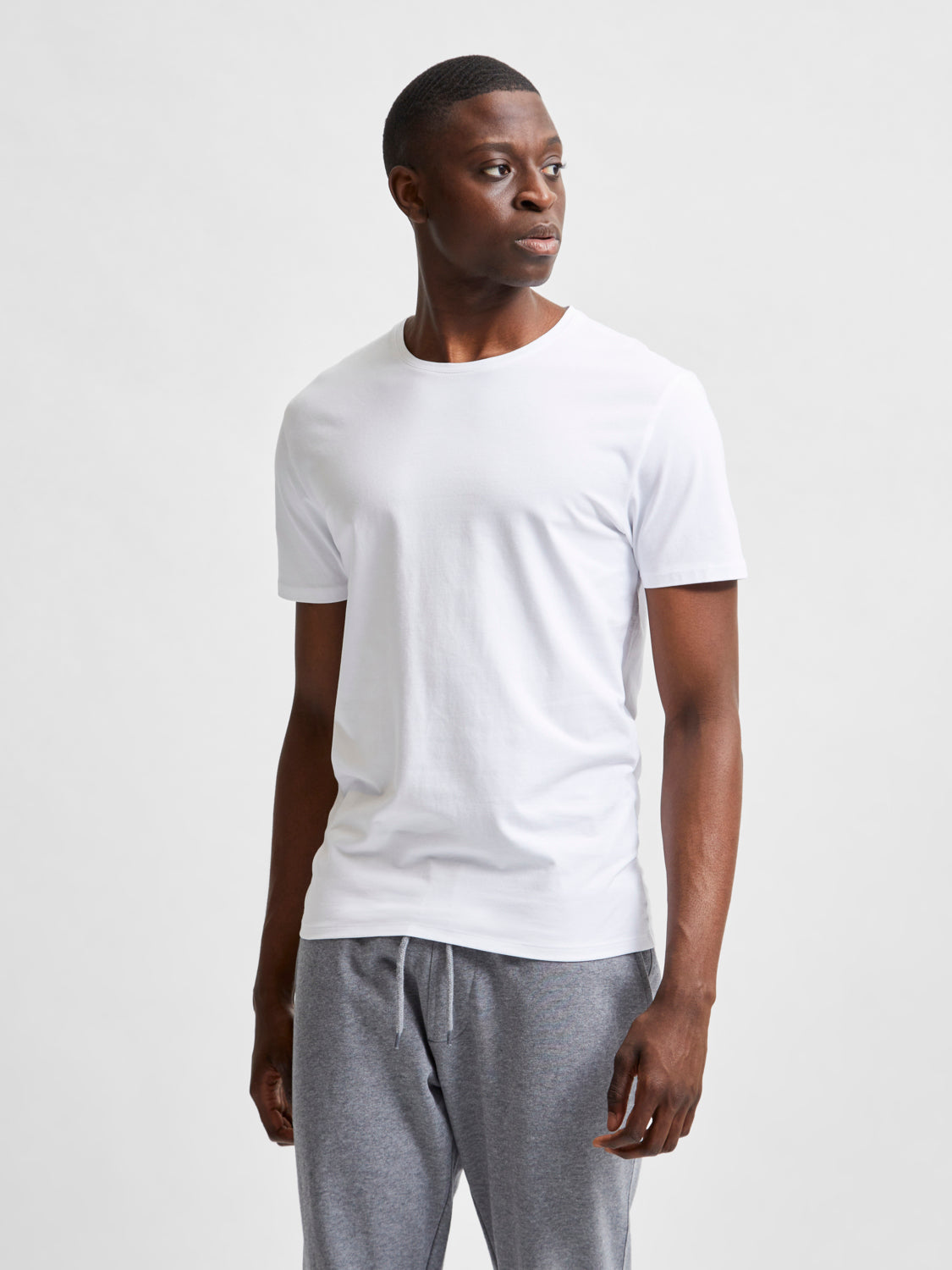 Pima bomull O-neck T-Skjorte - Hvit/ Bright White